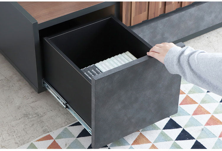 テレビボード 幅140cm 日本製 完成品 コンクリート調 引き出し収納 コード穴 ソリッド テレビ台 モダン おしゃれ 木製 アカシア材 リビング TVボード 扉収納 大容量(代引不可)