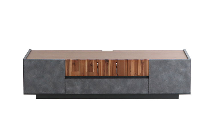 テレビボード 幅140cm 日本製 完成品 コンクリート調 引き出し収納 コード穴 ソリッド テレビ台 モダン おしゃれ 木製 アカシア材 リビング TVボード 扉収納 大容量(代引不可)