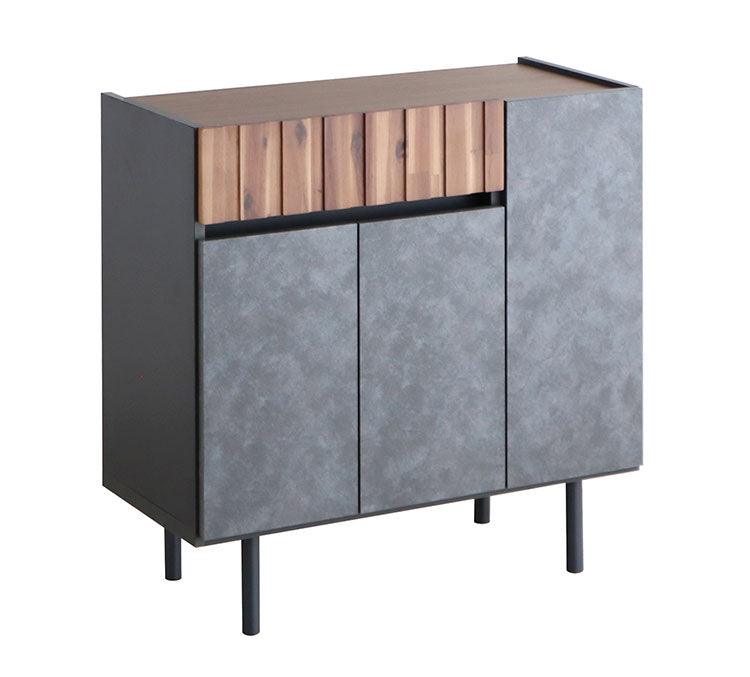 キャビネット 幅90cm 日本製 完成品 サイドボード チェスト リビングボード 脚付き コンクリート調 引き出し収納 コード穴 モダン おしゃれ 木製 アカシア材 リビング(代引不可)