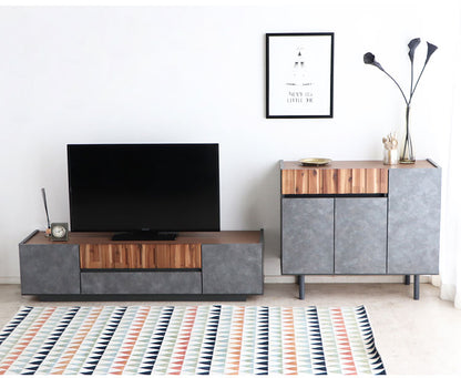 キャビネット 幅90cm 日本製 完成品 サイドボード チェスト リビングボード 脚付き コンクリート調 引き出し収納 コード穴 モダン おしゃれ 木製 アカシア材 リビング(代引不可)