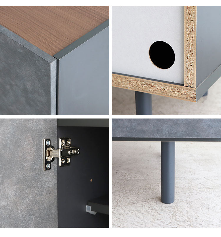 キャビネット 幅90cm 日本製 完成品 サイドボード チェスト リビングボード 脚付き コンクリート調 引き出し収納 コード穴 モダン おしゃれ 木製 アカシア材 リビング(代引不可)