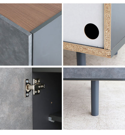 キャビネット 幅90cm 日本製 完成品 サイドボード チェスト リビングボード 脚付き コンクリート調 引き出し収納 コード穴 モダン おしゃれ 木製 アカシア材 リビング(代引不可)