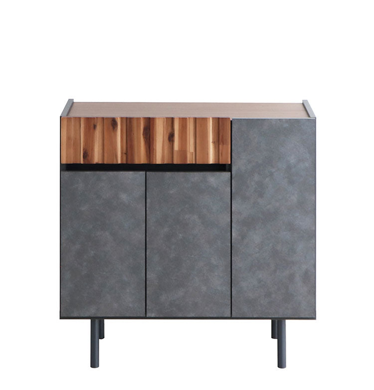キャビネット 幅90cm 日本製 完成品 サイドボード チェスト リビングボード 脚付き コンクリート調 引き出し収納 コード穴 モダン おしゃれ 木製 アカシア材 リビング(代引不可)