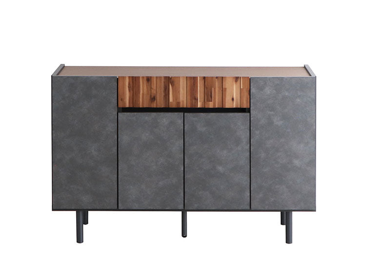 キャビネット 幅120cm 日本製 完成品 サイドボード チェスト リビングボード 脚付き コンクリート調 引き出し収納 コード穴 モダン おしゃれ 木製 アカシア材 リビング(代引不可)