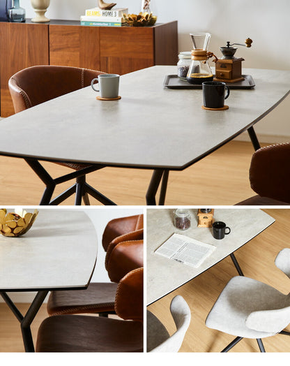 セラミック ダイニングセット 4人掛け 5点セット ダイニングテーブル 170 360°回転チェア 八の字脚 グレー 傷がつきにくい ダイニングチェア 肘付き ダイニングテーブルセット 食卓セット(代引不可)