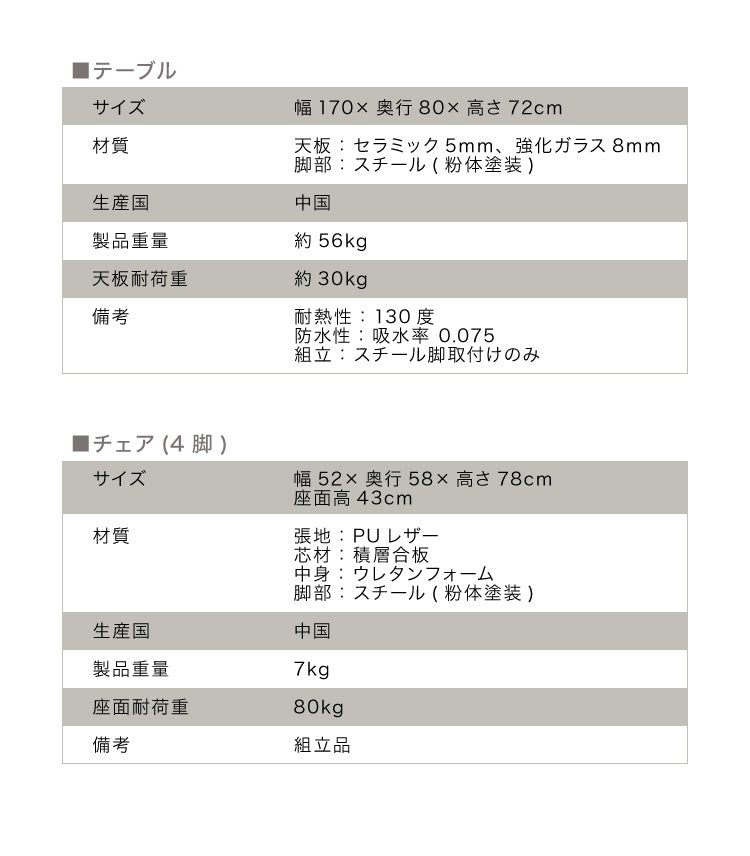 セラミック ダイニングテーブルセット 4人掛け 5点セット セラミックテーブル チェア 4脚 ダイニングセット エデル(代引不可)