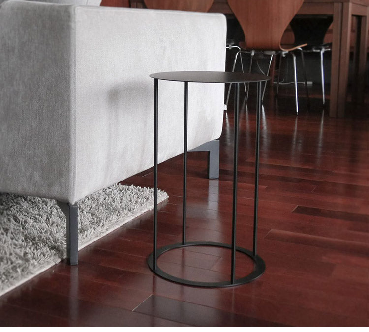 日本製 燕三条 完成品 サイドテーブル 丸型 直径28cm 高さ45cm ラウンドテーブル 棚 ディスプレイ 円形 ソファサイド ベッドサイド ナイトテーブル KUROSHIRO abekin(代引不可)