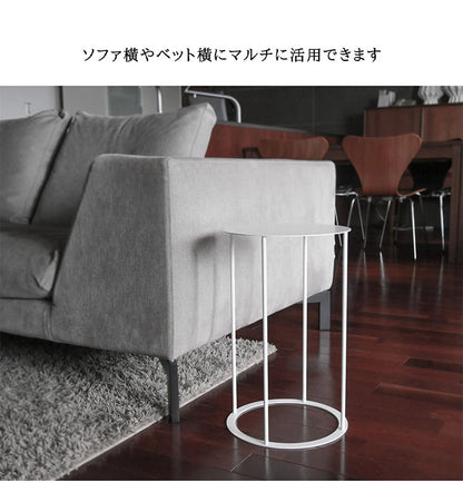 日本製 燕三条 完成品 サイドテーブル 丸型 直径28cm 高さ45cm ラウンドテーブル 棚 ディスプレイ 円形 ソファサイド ベッドサイド ナイトテーブル KUROSHIRO abekin(代引不可)