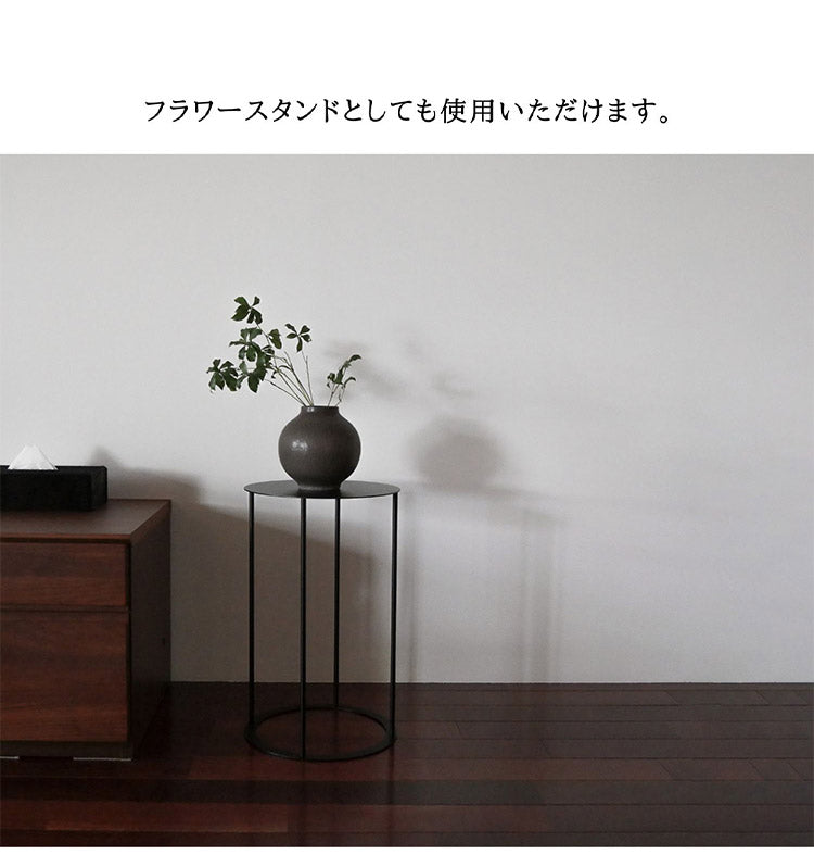 日本製 燕三条 完成品 サイドテーブル 丸型 直径28cm 高さ45cm ラウンドテーブル 棚 ディスプレイ 円形 ソファサイド ベッドサイド ナイトテーブル KUROSHIRO abekin(代引不可)