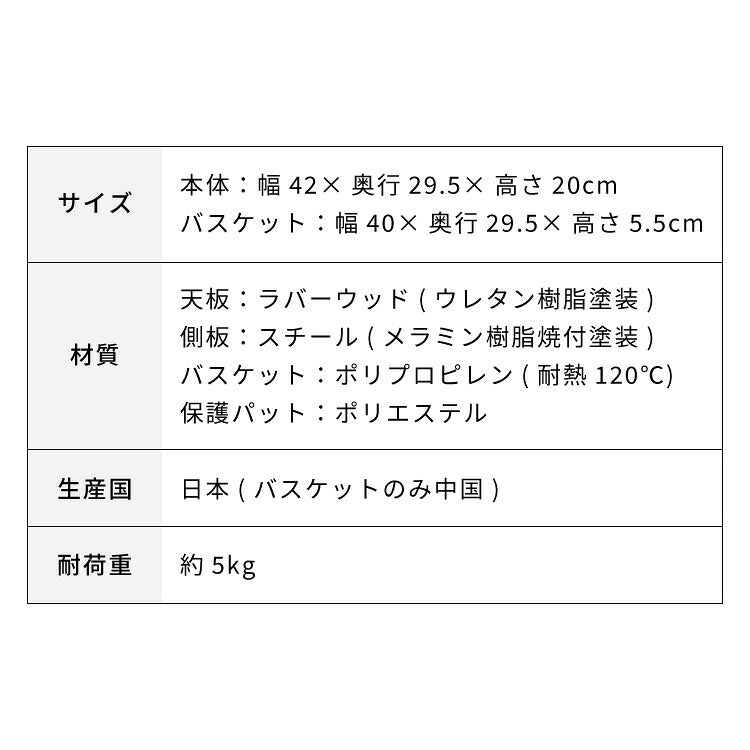 日本製 燕三条 洗えるバスケット付きトースターラック コの字 トースターラック 木天板 ラタン調 かご 収納付き レンジラック 家電上ラック キッチンラック(代引不可)
