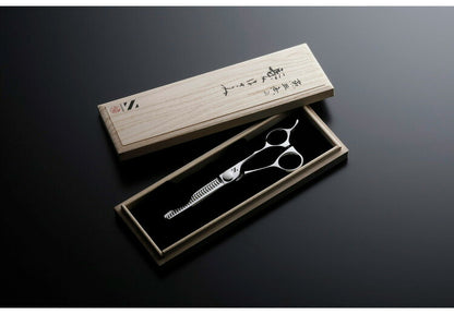 燕三条の髪はさみ シゲル工業 美容師のスキばさみ 16.4cm 桐箱入り 家庭用 セルフカット 本格仕様 スキはさみ スキ鋏 散髪はさみ 子ども ヘアカット 日本製 国産 プレゼント ギフト(代引不可)