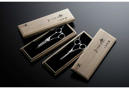 燕三条の髪はさみ ミニ2点セット シゲル工業 美容師のミニカットはさみ/ミニスキばさみ 桐箱入り 家庭用 セルフカット 本格仕様 散髪はさみ 子ども ヘアカット 日本製 国産 プレゼント ギフト(代引不可)
