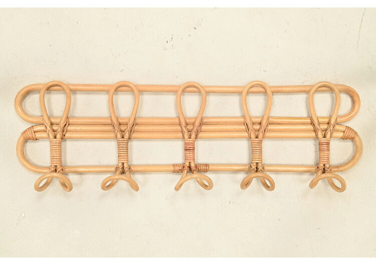 ラタン ハンガー ウォールハンガー ハンガー掛け おしゃれ 壁掛け 壁面収納 木製 韓国 インテリア リビング ダイニング 北欧 かわいい シンプル コンパクト 洋服 かばん コート(代引不可)