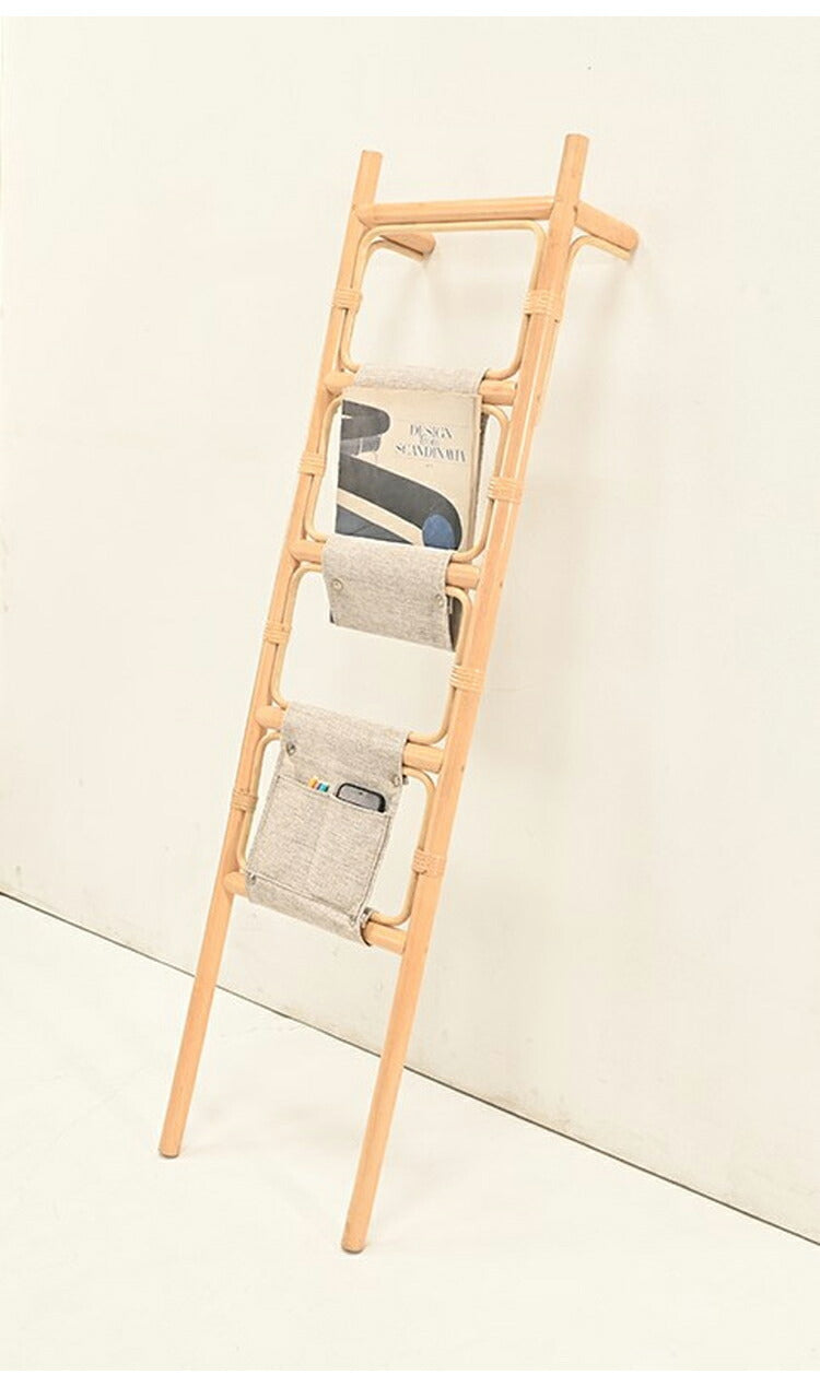 ラダーラック ラタン 壁面 おしゃれ 韓国 インテリア かわいい 木製 北欧 ラダーハンガー ラダーシェルフ ディスプレイラック タオル掛け タオルハンガー ウォールラック 壁棚(代引不可)