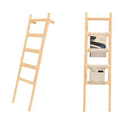 ラダーラック ラタン 壁面 おしゃれ 韓国 インテリア かわいい 木製 北欧 ラダーハンガー ラダーシェルフ ディスプレイラック タオル掛け タオルハンガー ウォールラック 壁棚(代引不可)