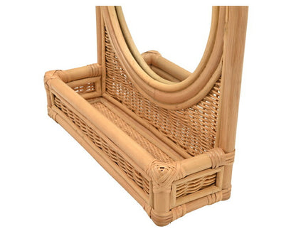 鏡 ラタン ミラー ナチュラル かわいい 壁掛け 置き型 韓国 インテリア コンパクト おしゃれ 北欧 ディスプレイ スタンドミラー 姿見 スタンド お洒落 家具 収納 小物(代引不可)