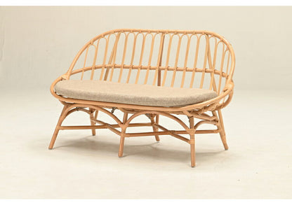 ラタンソファ 二人掛け ラタンチェア 木製 おしゃれ 高級感 北欧 韓国インテリア 籐 リビングソファ ダイニング チェア イス いす 背もたれ シンプル 食卓椅子 ナチュラル 2P(代引不可)