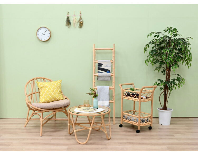 ラタンテーブル 円形 直径50cm 木製 ガラス おしゃれ センターテーブル ローテーブル 韓国 インテリア 北欧 シンプル リビング ダイニング ラウンドテーブル 丸型 ナチュラル(代引不可)