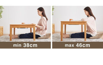 こたつ 幅105cm こたつ机 リビングテーブル 3段階 高さ調節 継ぎ脚こたつ 天然木 ダイニング オーク材 アンティーク 洋室 和室 おしゃれ 北欧 シック 机 ナチュラル ブラウン 節電 (代引不可)