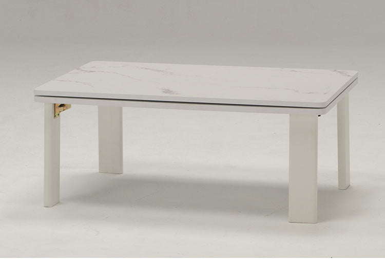 こたつ 幅90cm 大理石調 長方形 角型 ワンタッチ式 折れ脚機能 ホワイト おしゃれ 北欧 コンパクト リビングテーブル コタツ 炬燵 一人暮らし オールシーズン テーブル(代引不可)