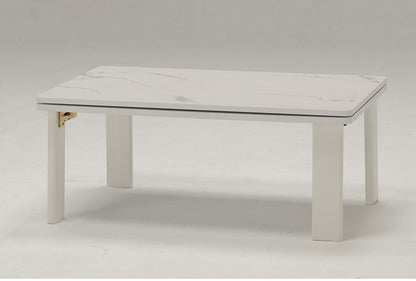 こたつ 幅90cm 大理石調 長方形 角型 ワンタッチ式 折れ脚機能 ホワイト おしゃれ 北欧 コンパクト リビングテーブル コタツ 炬燵 一人暮らし オールシーズン テーブル(代引不可)