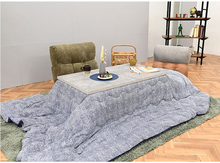 こたつ コンクリート調 石英ヒーター付き 長方形 幅105cm 継ぎ脚 手元コントローラー付き オールシーズン おしゃれ 北欧 メラミン化粧板 マッドグレー リビングテーブル こたつテーブル(代引不可)