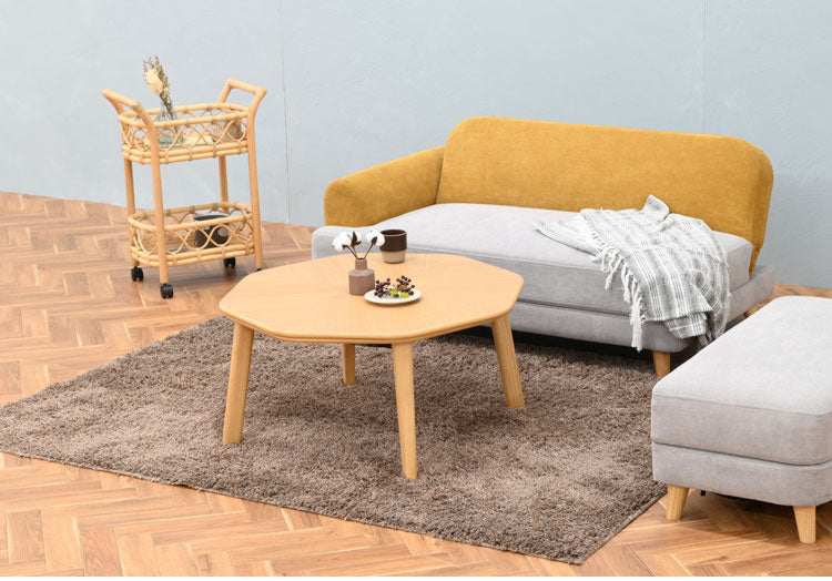 こたつ 幅80cm 8角形 ナチュラル 木目調 おしゃれ 北欧 石英管ファンヒーター 手元コントローラー式 コンパクト シンプル こたつテーブル こたつ台 コタツ 炬燵 丸み かわいい(代引不可)