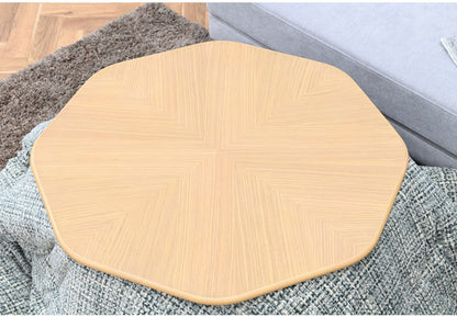 こたつ 幅80cm 8角形 ナチュラル 木目調 おしゃれ 北欧 石英管ファンヒーター 手元コントローラー式 コンパクト シンプル こたつテーブル こたつ台 コタツ 炬燵 丸み かわいい(代引不可)