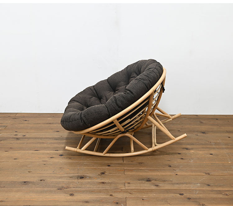 ラタンチェア ラタンロッキングチェア 完成品 1人用 1P チェア 椅子 いす おしゃれ 皮付きラタン 籐 木製 アジアン モダン ナチュラル 韓国インテリア アンティーク(代引不可)