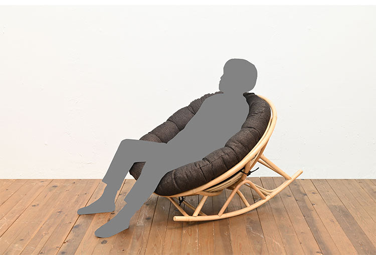 ラタンチェア ラタンロッキングチェア 完成品 1人用 1P チェア 椅子 いす おしゃれ 皮付きラタン 籐 木製 アジアン モダン ナチュラル 韓国インテリア アンティーク(代引不可)