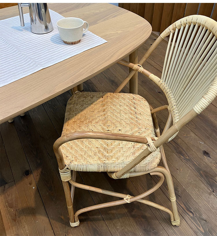 定番 ラタンチェア 1人掛け 完成品 1人用 1P チェア 椅子 いす おしゃれ 皮付きラタン 籐 木製 アジアン モダン ナチュラル 韓国インテリア アンティーク ラタン家具(代引不可)