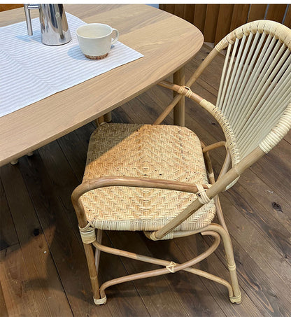 定番 ラタンチェア 1人掛け 完成品 1人用 1P チェア 椅子 いす おしゃれ 皮付きラタン 籐 木製 アジアン モダン ナチュラル 韓国インテリア アンティーク ラタン家具(代引不可)