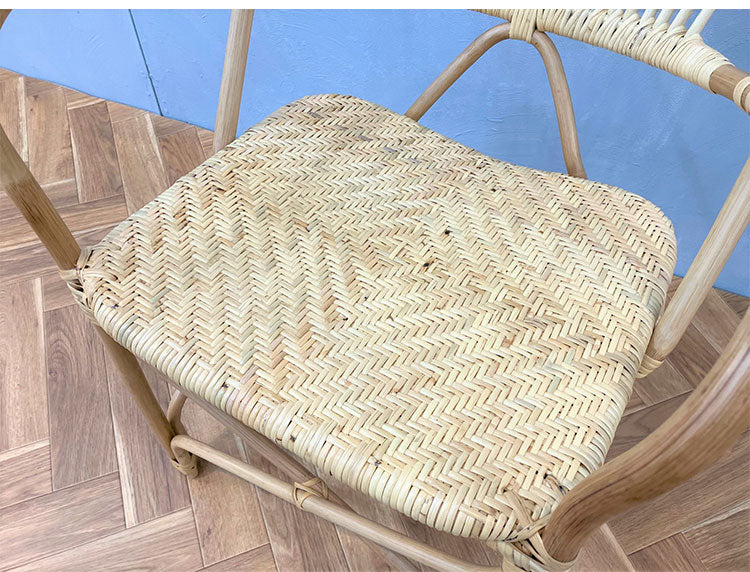 定番 ラタンチェア 1人掛け 完成品 1人用 1P チェア 椅子 いす おしゃれ 皮付きラタン 籐 木製 アジアン モダン ナチュラル 韓国インテリア アンティーク ラタン家具(代引不可)