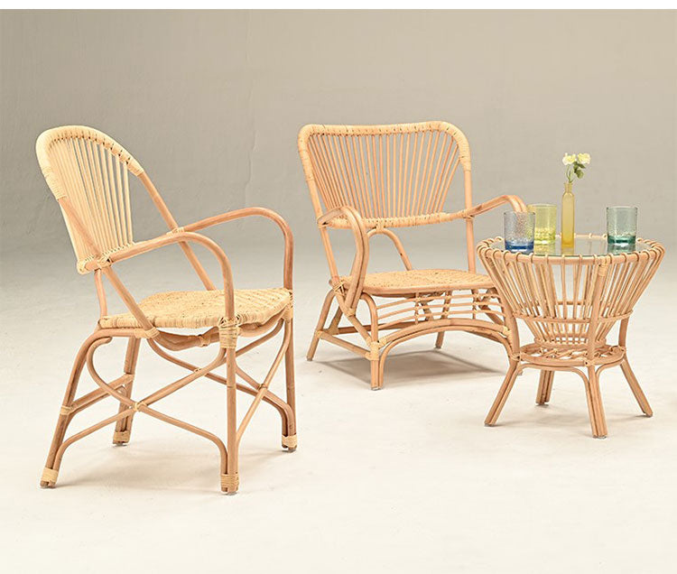 定番 ラタンチェア 1人掛け 完成品 1人用 1P チェア 椅子 いす おしゃれ 皮付きラタン 籐 木製 アジアン モダン ナチュラル 韓国インテリア アンティーク ラタン家具(代引不可)