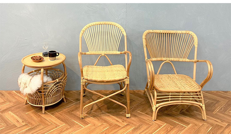 定番 ラタンチェア 1人掛け 完成品 1人用 1P チェア 椅子 いす おしゃれ 皮付きラタン 籐 木製 アジアン モダン ナチュラル 韓国インテリア アンティーク ラタン家具(代引不可)