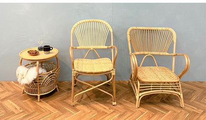 定番 ラタンチェア 1人掛け 完成品 1人用 1P チェア 椅子 いす おしゃれ 皮付きラタン 籐 木製 アジアン モダン ナチュラル 韓国インテリア アンティーク ラタン家具(代引不可)