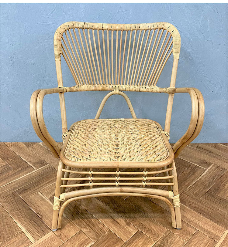 ラタンチェア 1人掛け ハイバック 完成品 定番 1人用 1P チェア 椅子 いす おしゃれ 皮付きラタン 籐 木製 アジアン モダン ナチュラル 韓国インテリア アンティーク(代引不可)