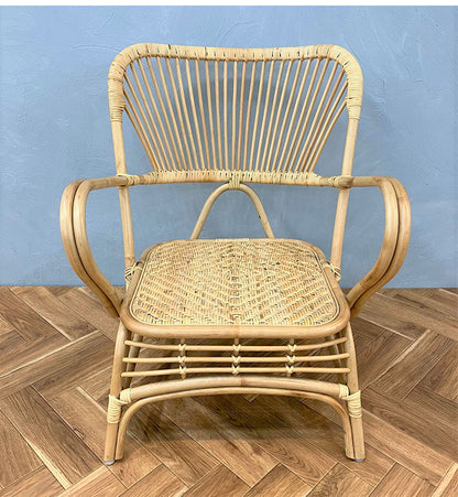 ラタンチェア 1人掛け ハイバック 完成品 定番 1人用 1P チェア 椅子 いす おしゃれ 皮付きラタン 籐 木製 アジアン モダン ナチュラル 韓国インテリア アンティーク(代引不可)