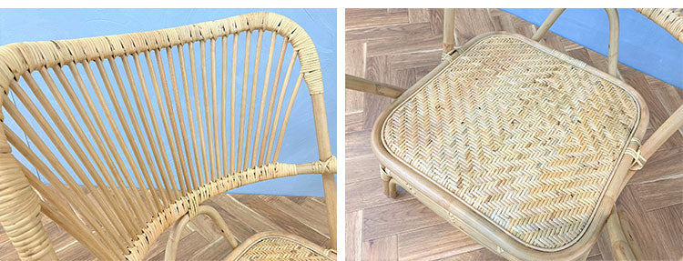 ラタンチェア 1人掛け ハイバック 完成品 定番 1人用 1P チェア 椅子 いす おしゃれ 皮付きラタン 籐 木製 アジアン モダン ナチュラル 韓国インテリア アンティーク(代引不可)