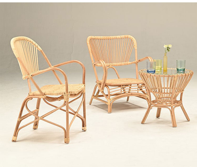 ラタンチェア 1人掛け ハイバック 完成品 定番 1人用 1P チェア 椅子 いす おしゃれ 皮付きラタン 籐 木製 アジアン モダン ナチュラル 韓国インテリア アンティーク(代引不可)
