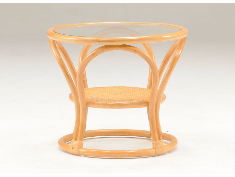 光製作所 棚付き サークル ラタン ガラステーブル テーブル センターテーブル ロ―テーブル おしゃれ 和室 和風 籐 籐家具 おしゃれ 高齢者 収納付き ガラス(代引不可)
