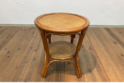 光製作所 ラタン 手編み テーブル 幅43 奥行き43 ローテーブル コンパクト サイドテーブル 脇机 袖机 おしゃれ 北欧 丸 籐 天然木 木製 和風 和室 スリム(代引不可)