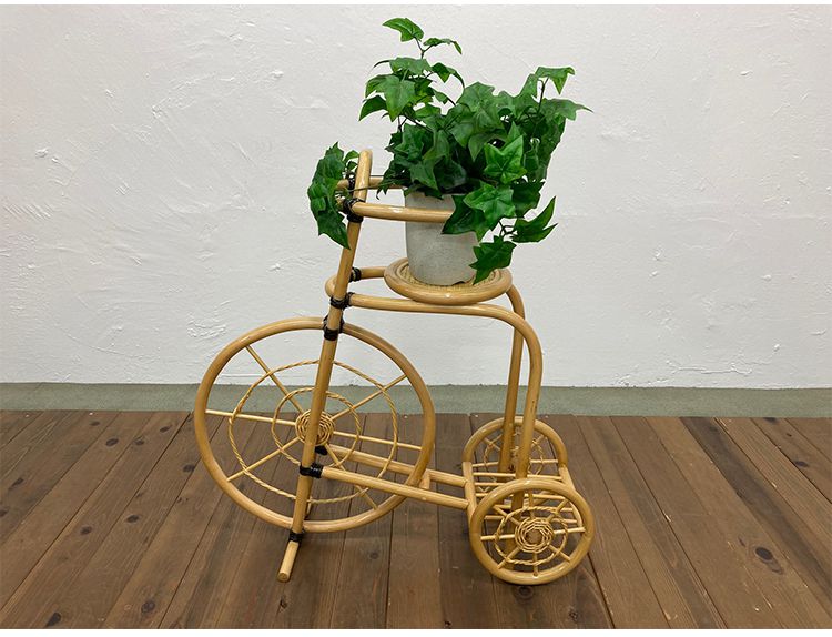 光製作所 自転車型 ラタン プランター 植物 植木鉢 天然木 木製 籐 おしゃれ アンティーク 和風 和室 玄関 収納(代引不可)