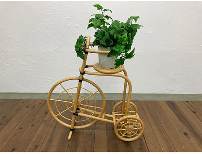 光製作所 自転車型 ラタン プランター 植物 植木鉢 天然木 木製 籐 おしゃれ アンティーク 和風 和室 玄関 収納(代引不可)