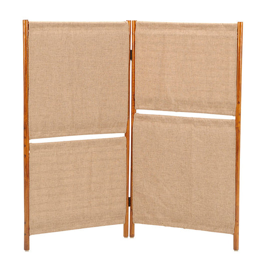 ラタンスクリーン ロータイプ 高さ110cm 2連 幅60cm×2 籐 布製カバー付き 手編み ブラウン 間仕切り 和風パーテーション アジアン パーテーション(代引不可)