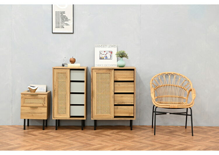 ラタン チェスト 幅60cm 天然ラタン 収納 引き出し ほぼ完成品 スチール脚 カゴメ編み おしゃれ 韓国インテリア リビング ダイニング 棚 木製 ラック コンパクト シンプル 北欧(代引不可)