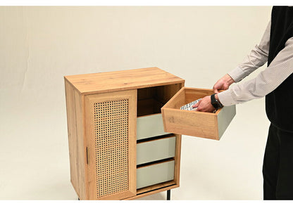 ラタン チェスト 幅60cm 天然ラタン 収納 引き出し ほぼ完成品 スチール脚 カゴメ編み おしゃれ 韓国インテリア リビング ダイニング 棚 木製 ラック コンパクト シンプル 北欧(代引不可)