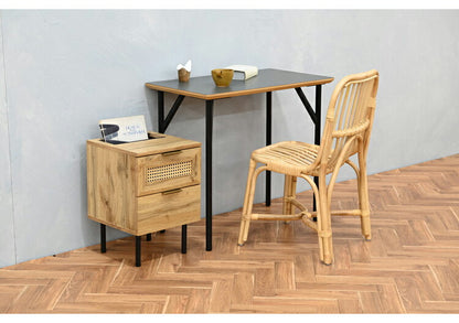 ラタン サイドテーブル 幅35cm 天然ラタン 収納 引き出し ベッドテーブル ほぼ完成品 スチール脚 カゴメ編み おしゃれ 韓国インテリア リビング ダイニング 棚 木製 ラック コンパクト シンプル 北欧(代引不可)