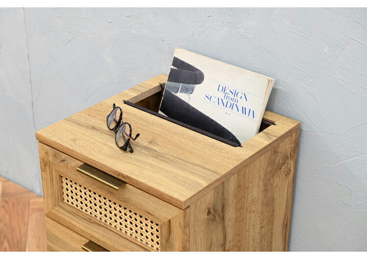 ラタン サイドテーブル 幅35cm 天然ラタン 収納 引き出し ベッドテーブル ほぼ完成品 スチール脚 カゴメ編み おしゃれ 韓国インテリア リビング ダイニング 棚 木製 ラック コンパクト シンプル 北欧(代引不可)