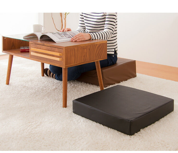 座布団 合皮 レザークッション 45×45×厚さ15cm 正方形 四角 角型 無地 レザー調 フェイクレザー 高反発 ウレタン 持ち運び スクエアクッション クッション 椅子 フロアクッション 座椅子 座布団